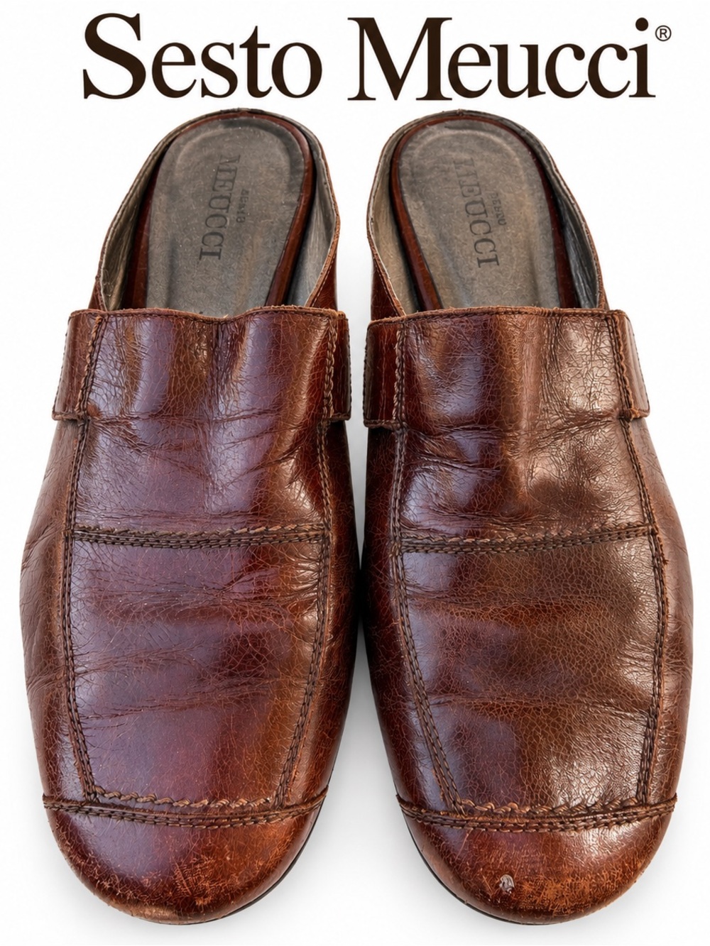 Sesto Meucci Dark Brown Leather Slip-On Loafers